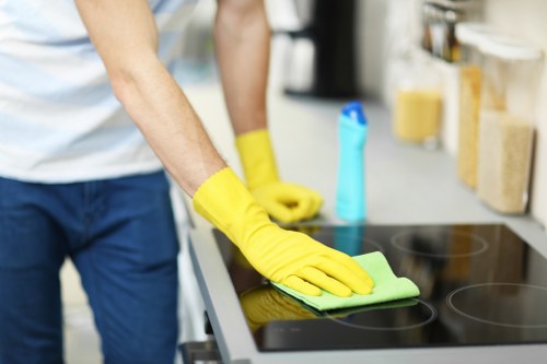 Ruxley carpet cleaners treating a busy household carpet